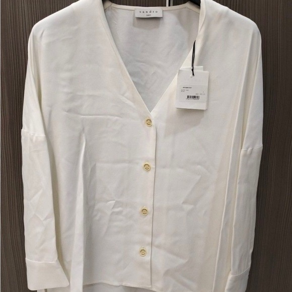 Sandro Paris women shirt blouse ecru - size 1 - Picture 2 of 4
